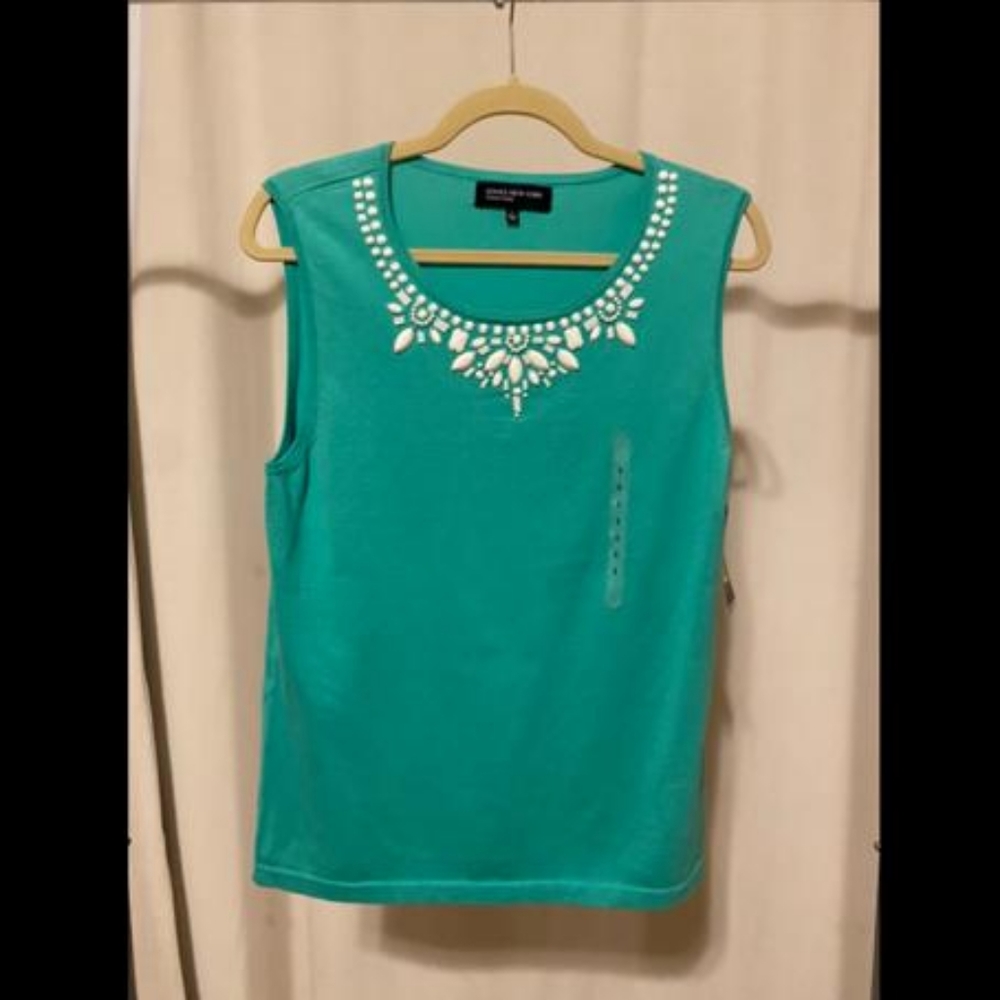 Jones New York Sleeveless Green Top L NWT